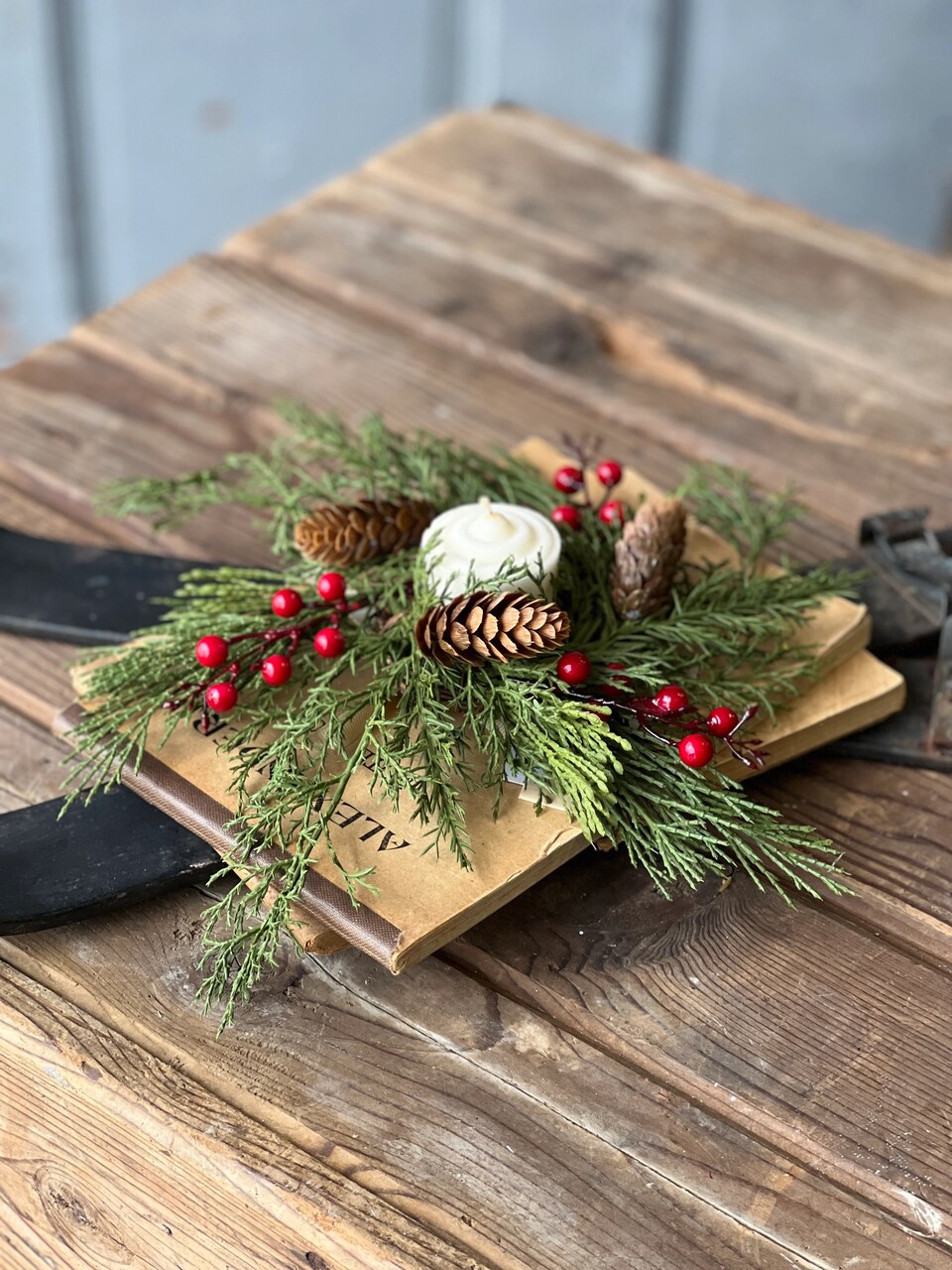 Winterberry Cedar Candle Ring 7" Set of 2 - Christmas Holiday Home Décor - Final sale / Non-returnable and Non-refundable